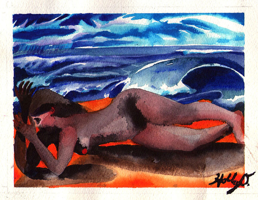 Enough is Enough, 5x7 2018 <br>watercolor, ink on paper